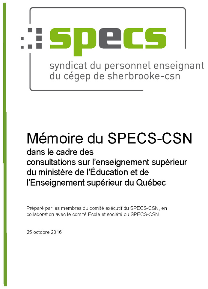 M&eacute;moire du SPECS