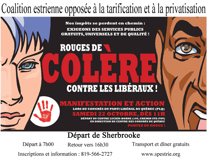 Affiche � Rouges de col�re contre les lib�raux ! �